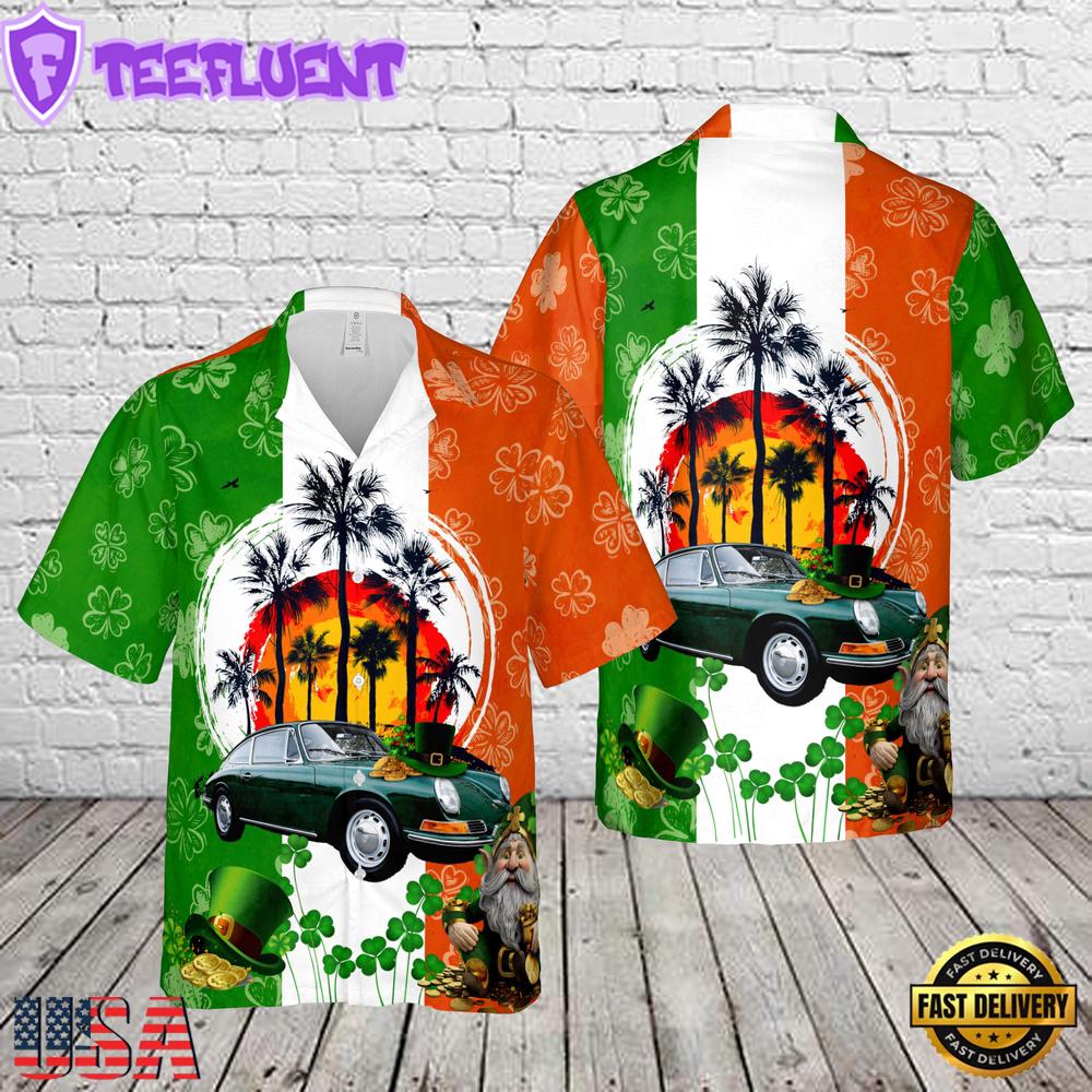 1965 Porsche 911 Coupe Irish Green St Patrick's Day Hawaiian Shirt