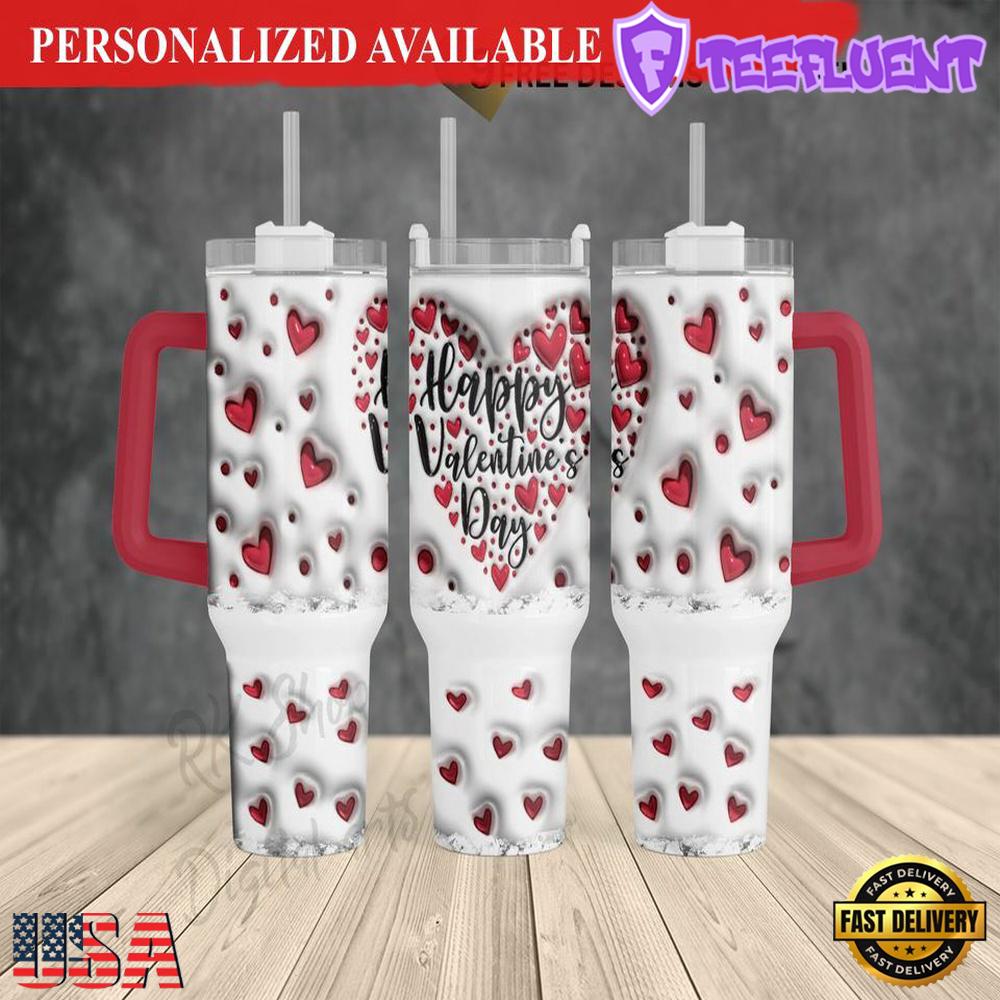 3D Inflated Happy Valentine's Day 40oz Tumbler - 40oz Tumbler with Handle