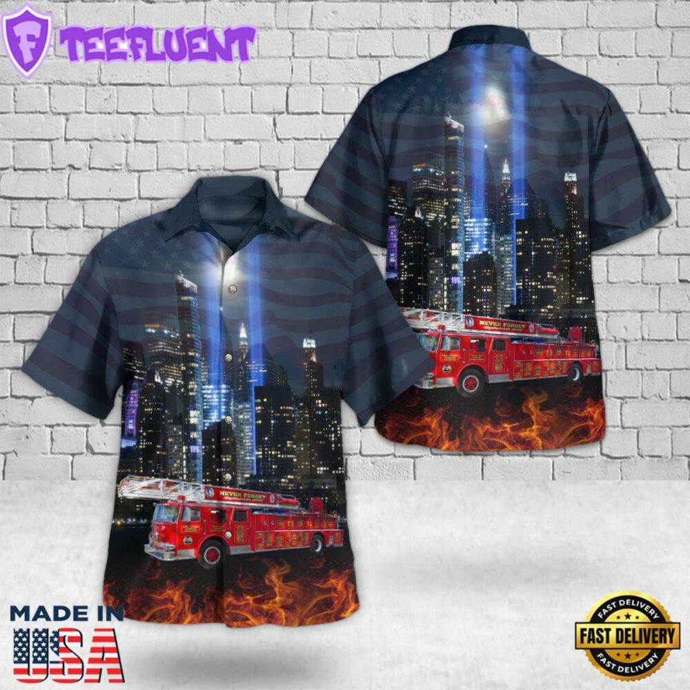 911 Memorial Fire Truck Hawaiian Shirt