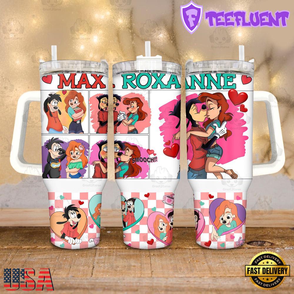 A Goofy Movie Valentines Gift Disney Cartoon Stainless Steel Tumbler 40Oz With Handle