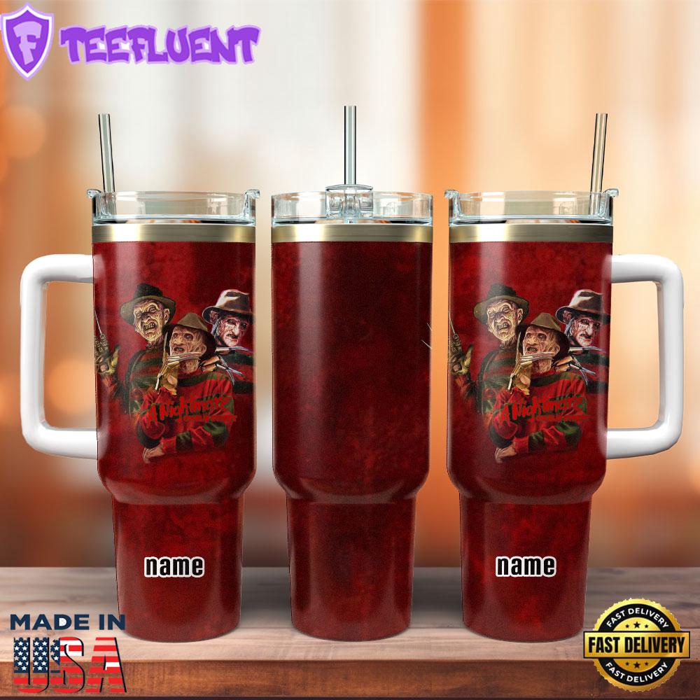 A Nightmare On Elm Street Movie Custom Stanley Quencher 40oz Stainless Steel Tumbler With Handle
