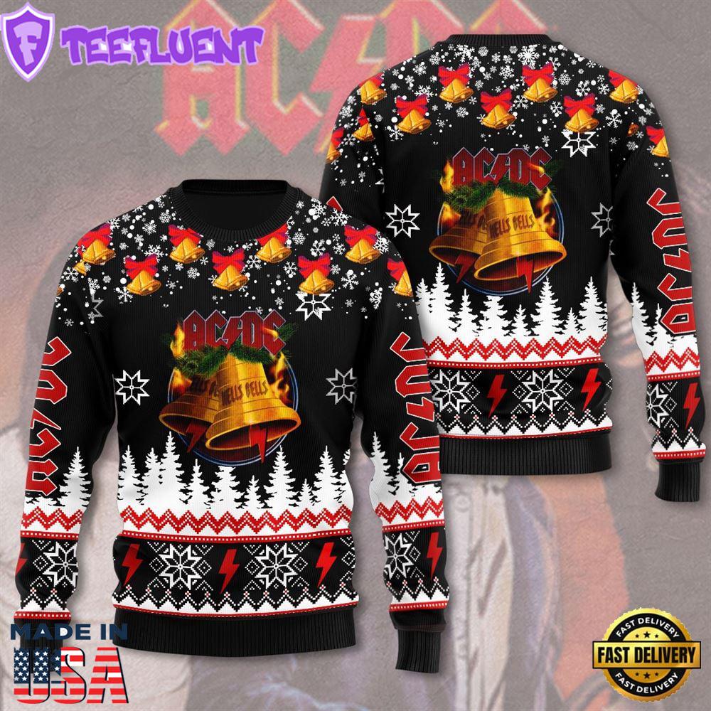ACDC Band Jingle Hells Bells Let There Be Christmas Ugly Sweater