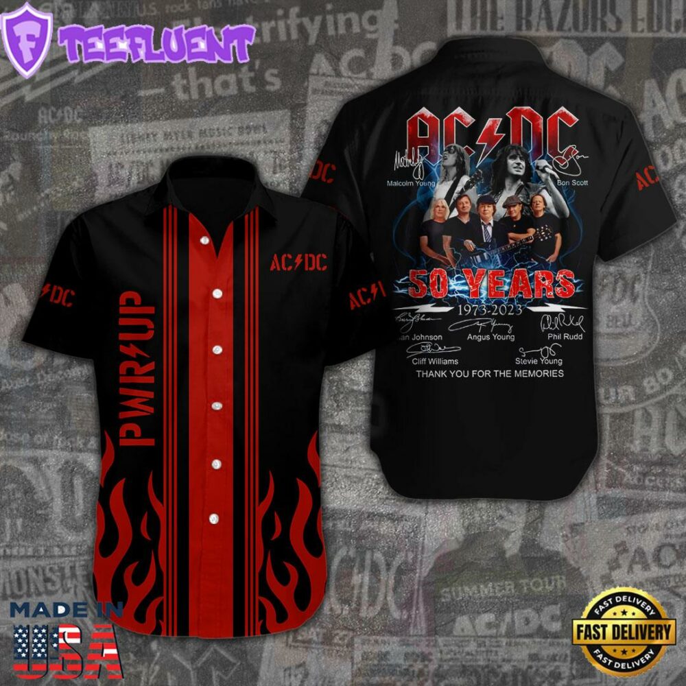 ACDC Short Sleeve Dress Shirt Hawaiian For Family