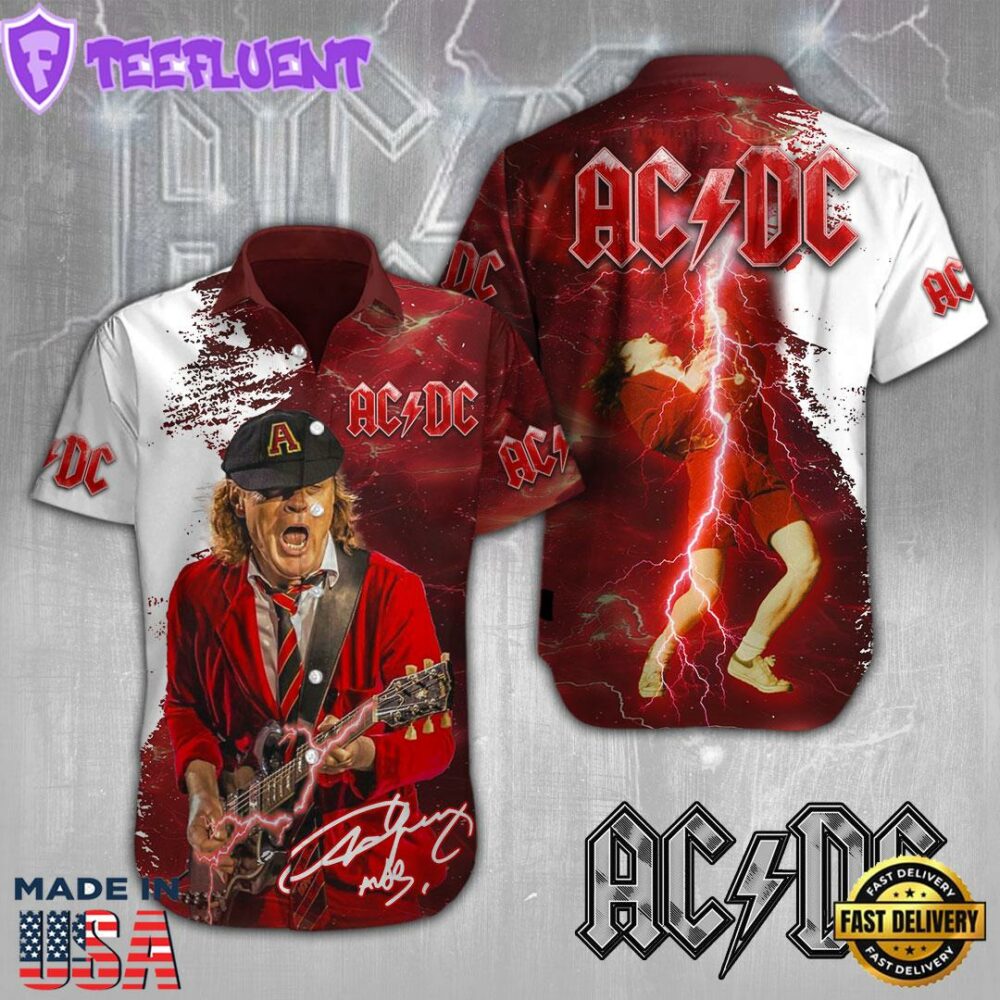 ACDC x Angus Young Short Sleeve Dress Shirt For Fans
