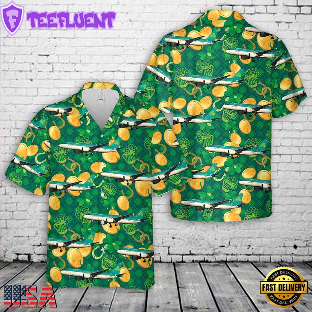 Aer Lingus Airbus A320-214 Saint Patrick'S Day Hawaiian Shirt