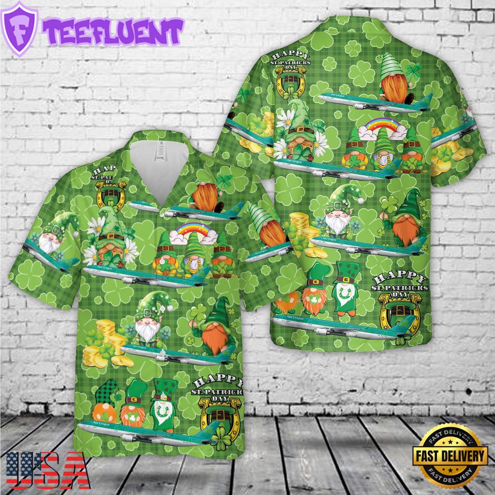 Aer Lingus Airbus St Patrick's Day Hawaiian Shirt