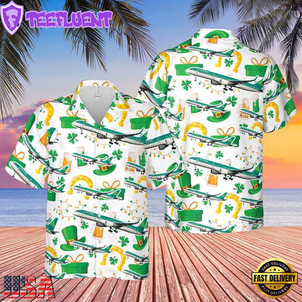 Aer Lingus Boeing 757-200 Saint Patrick'S Day Hawaiian Shirt