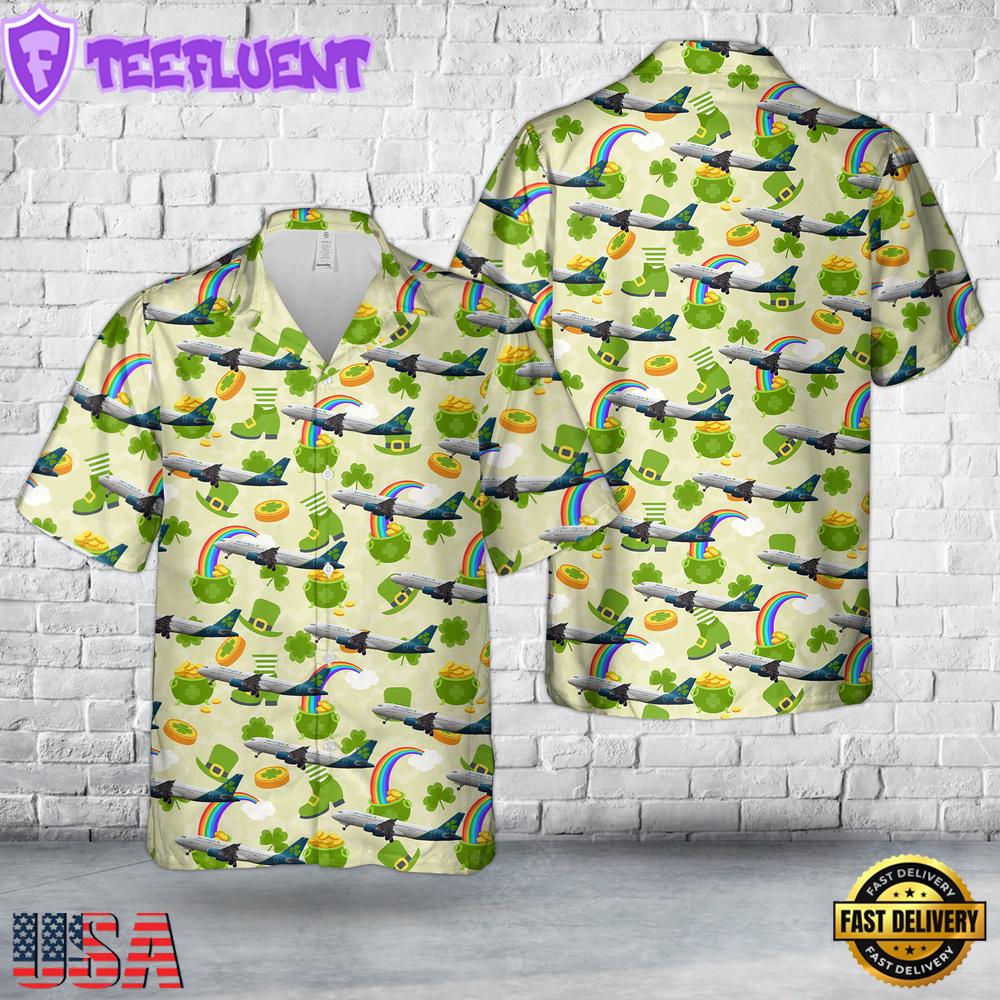 Aer Lingus St Caimin Airbus St Patrick's Day Hawaiian Shirt