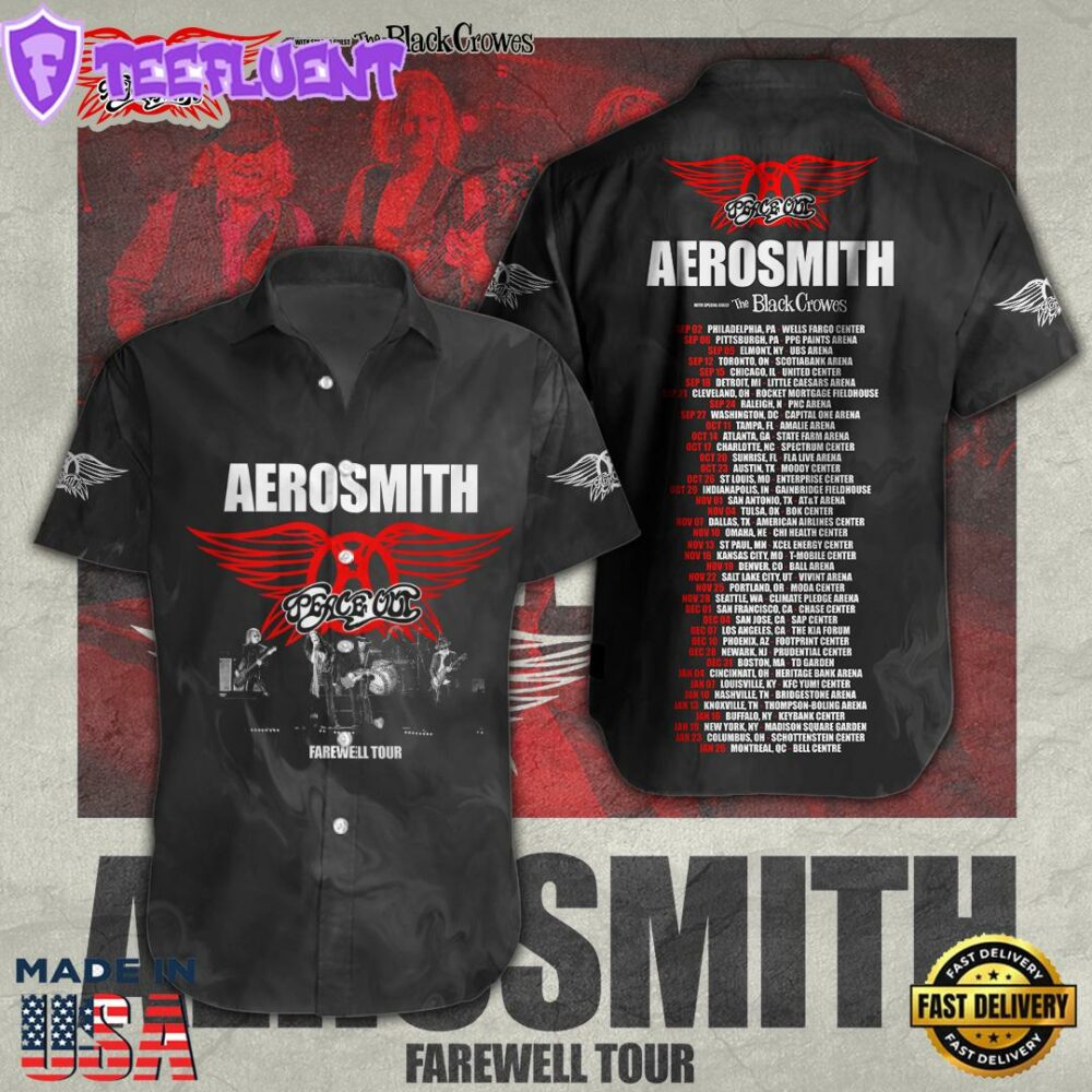 Aerosmith Short Sleeve Dress Shirt Hawaiian For Family