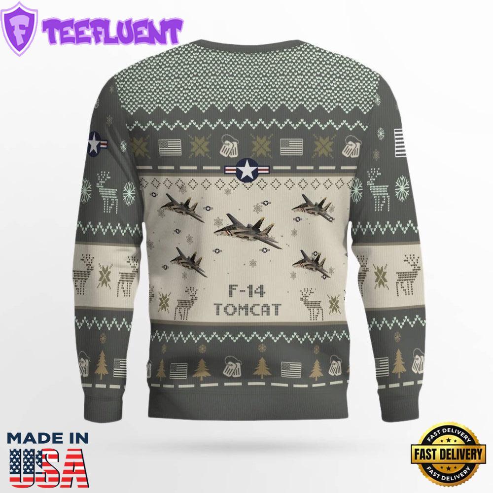 Air Force Ugly Christmas Sweater, F-14 Tomcat VF-2 Bounty Hunters F14 NAVAL Aircraft Ugly Christmas Sweater