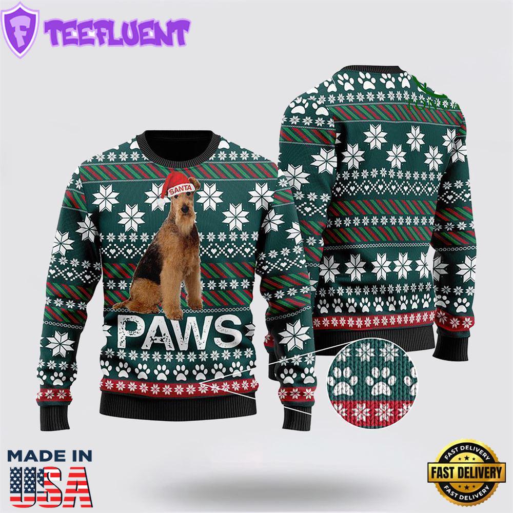 Airedale Terrier Santa Printed Ugly Christmas Sweater For Men And Women