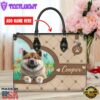 Akita Dog Duccy Dog Lover Leather Handbag