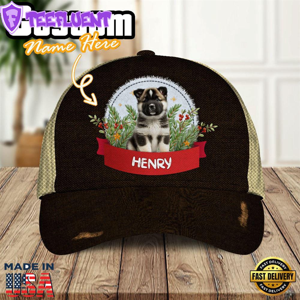 Akita Dog Playful In The Bushes 3D Cap