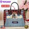 Akita Dog This Human Belongs To Leather Handbag