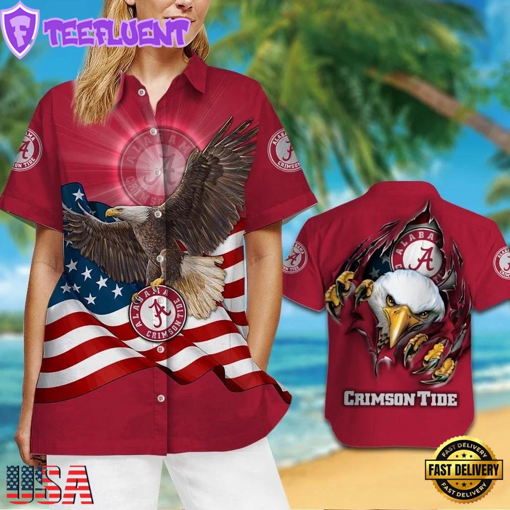 Alabama Crimson Tide Eagle US Flag Hawaiian Shirt