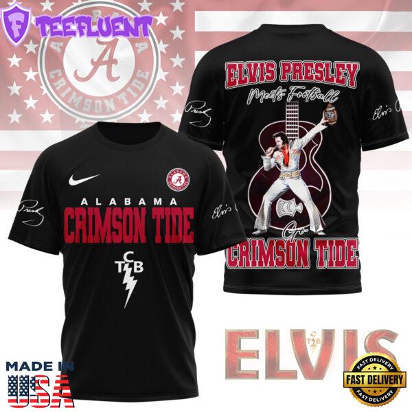 Alabama Crimson Tide x Elvis Presley Football Jersey T-Shirt Black