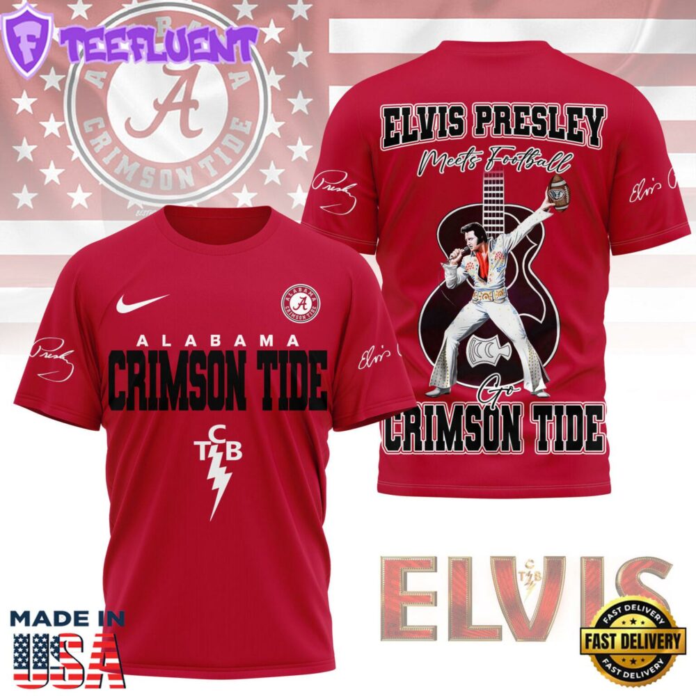 Alabama Crimson Tide x Elvis Presley Football Jersey T-Shirt Red