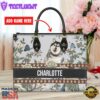 Alaskan Malamute Dog Bior Leather Handbag With Flowers And Butterfly