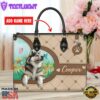 Alaskan Malamute Dog Duccy Dog Lover Leather Handbag