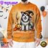 Alaskan Malamute Dog In Spooky Autumn Halloween 3D Shirt