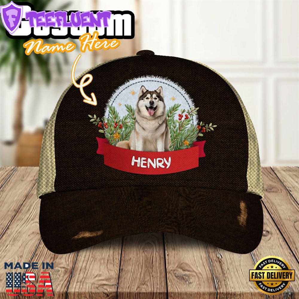 Alaskan Malamute Dog Playful In The Bushes 3D Cap