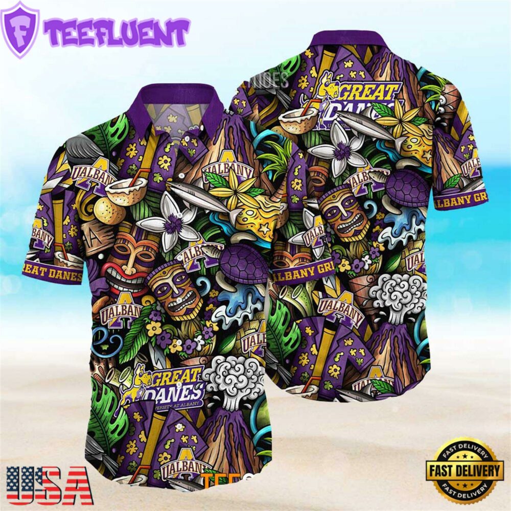 Albany Great Danes Ncaa Mens Floral Special Design Hawaiian Shirt