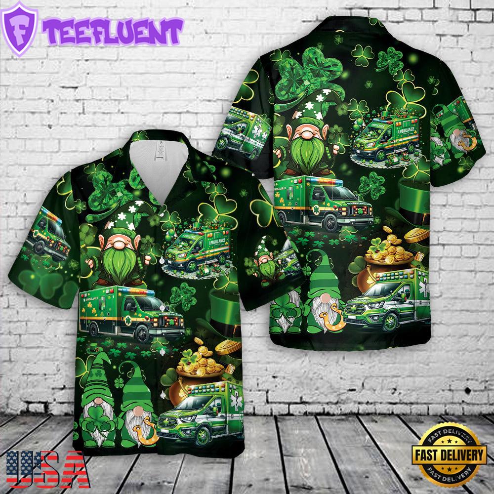 Ambulance Car Green Patrick's Day Hawaiian Shirt
