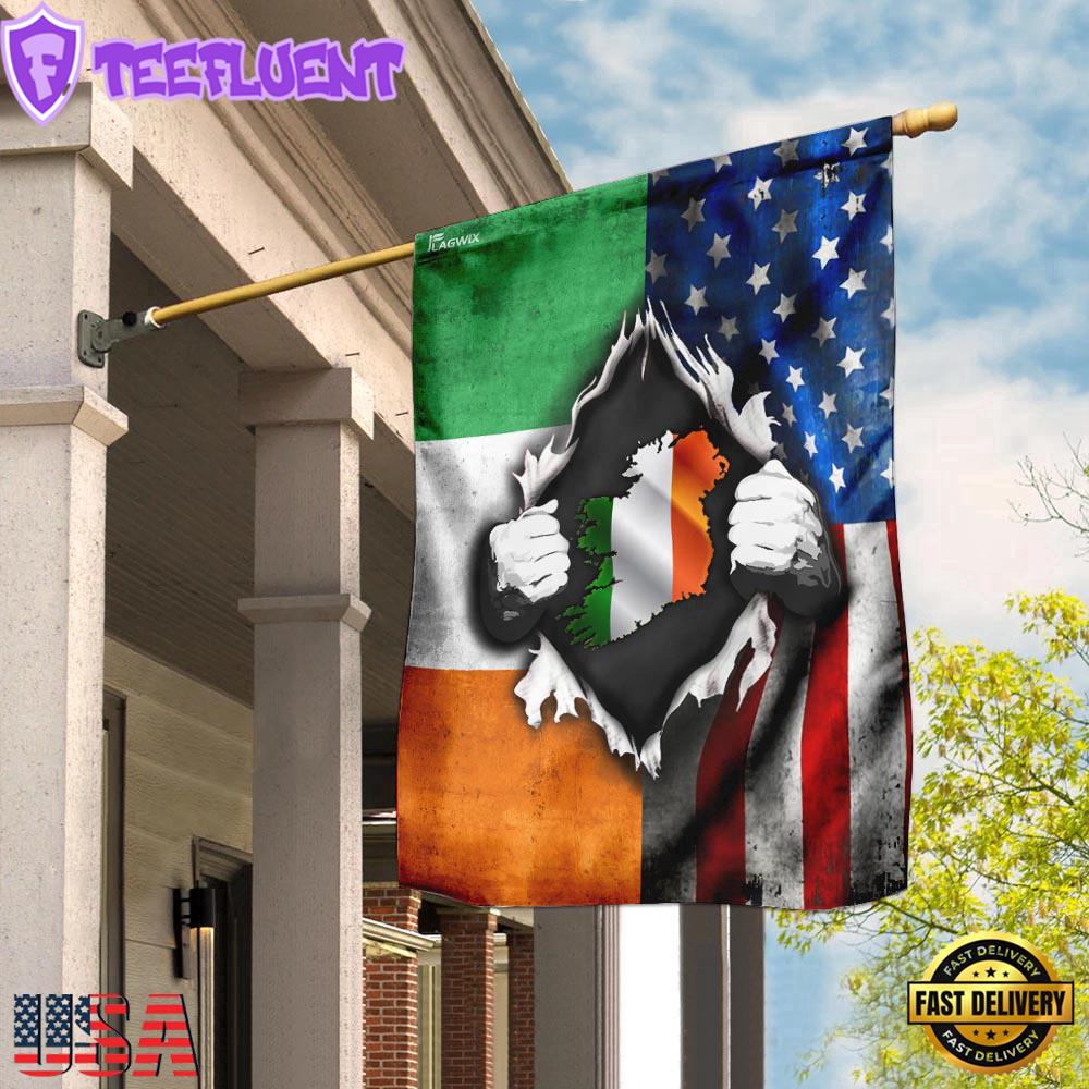 America Home With Irish House And Garden Flag
