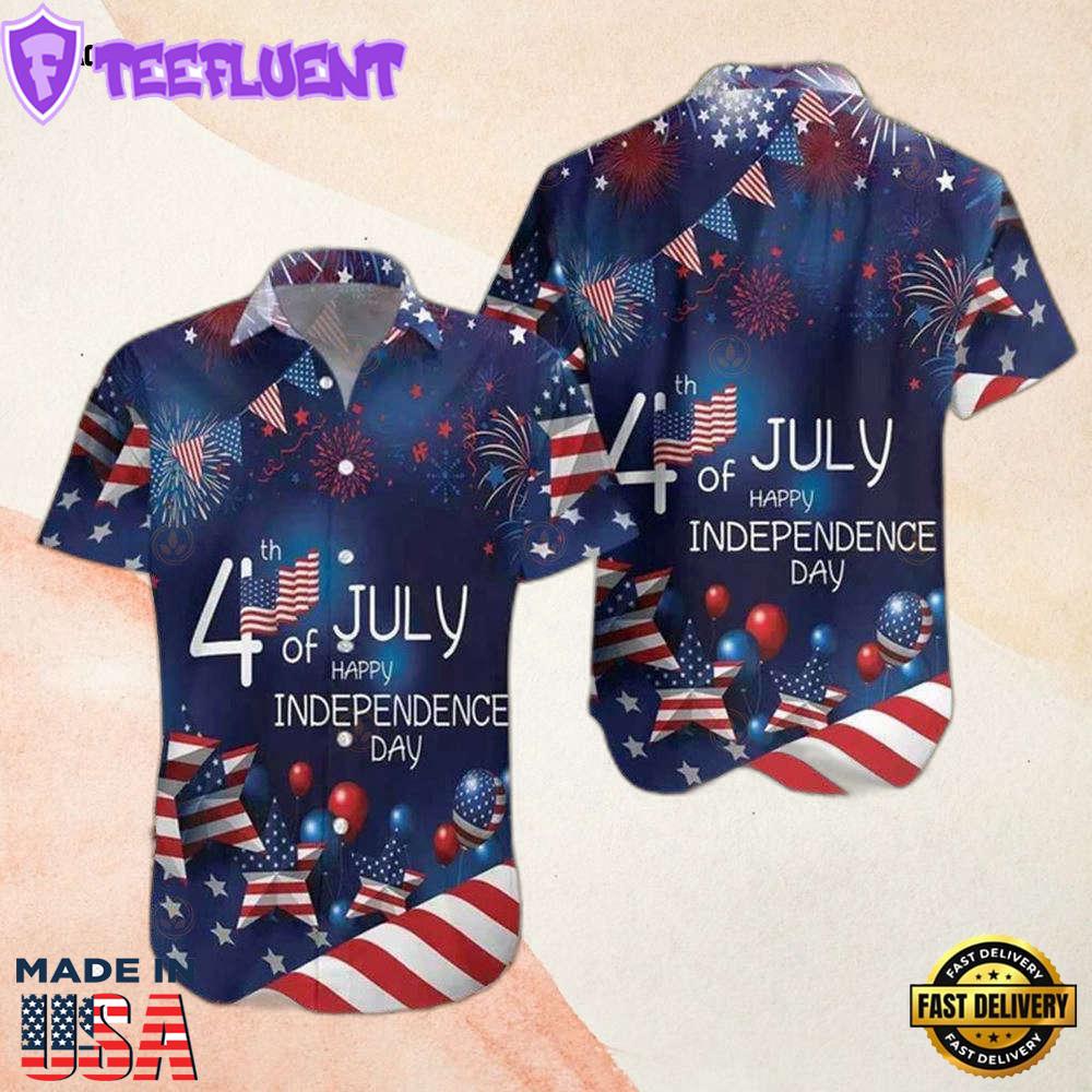 American Flag 4th Of July Watercolor Cool Hawaiian Shirt
