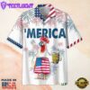 American Flag American Flag Rooster Drink Beer Cool Hawaiian Shirt