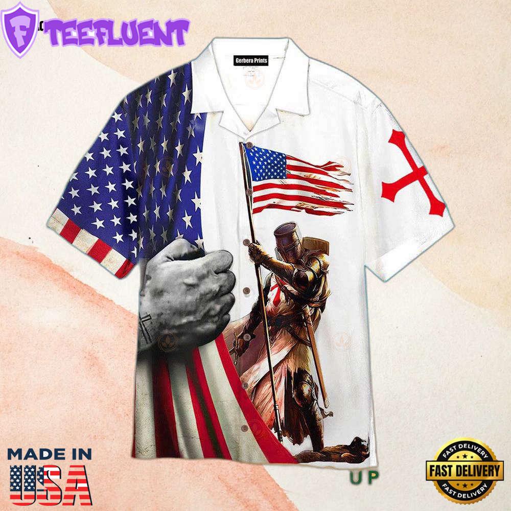 American Flag American Flag White Aloha Cool Hawaiian Shirt