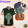 American Flag American Irish Flag With Celtic Cross St Patrick Day Cool Hawaiian Shirt