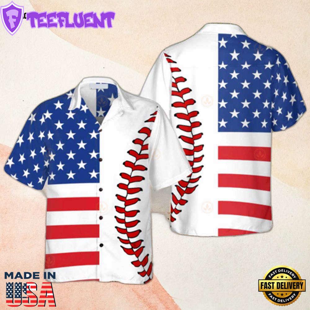 American Flag Baseball American Flag Cool Hawaiian Shirt