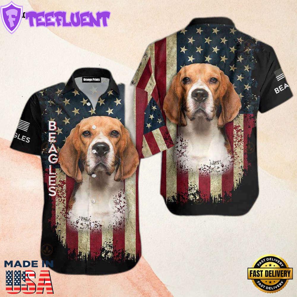American Flag Beagle Dog American Flag Cool Hawaiian Shirt