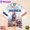 American Flag Bulldog American Flag 4th Of July Firework Hawaiian Shirt