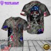 American Flag Grim Reaper Shh Red Eyes Skull Baseball Jersey