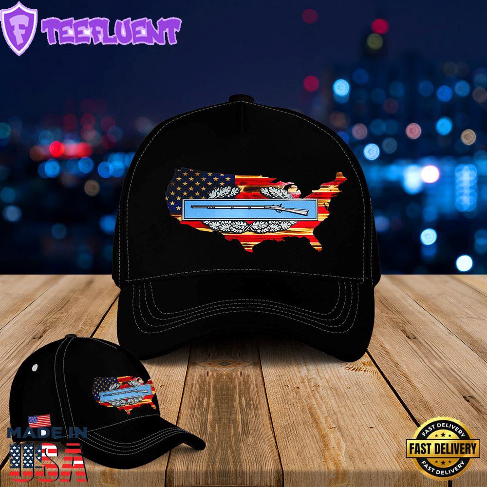 American flag with Combat Infantry Badge Baseball Cap