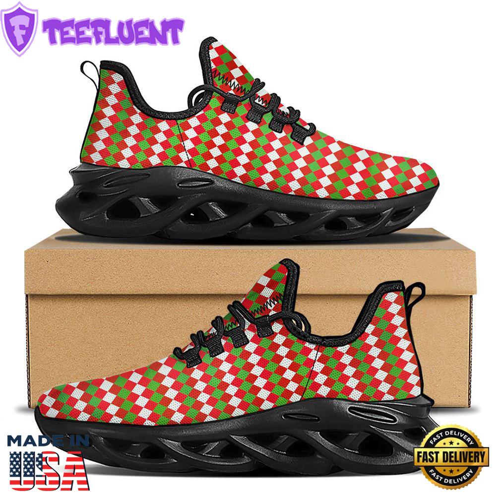 Argyle Christmas Themed Print Pattern Black Max Soul Shoes