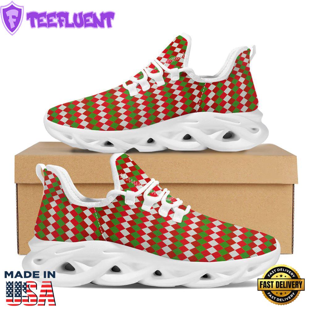 Argyle Christmas Themed Print Pattern White Max Soul Shoes