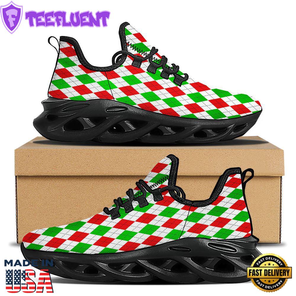 Argyle Merry Christmas Print Pattern Black Max Soul Shoes