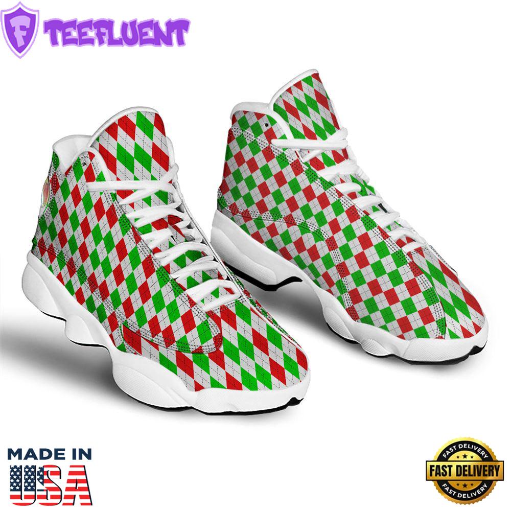 Argyle Merry Christmas Print Pattern Jd13 Shoes For Men Women