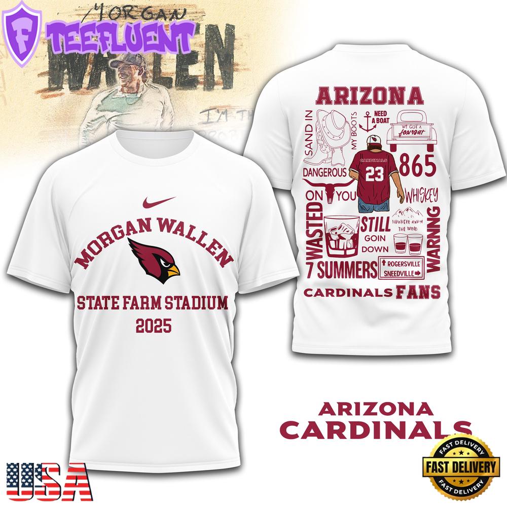 Arizona Cardinals NFL Morgan Wallen 3D T-Shirt