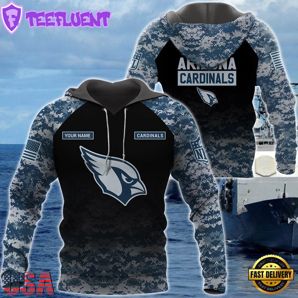 Arizona Cardinals U.S. Navy NWU Camouflage Cutsom Name Hoodie