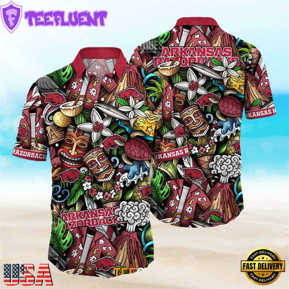 Arkansas Razorbacks Ncaa Mens Floral Special Design Hawaiian Shirt