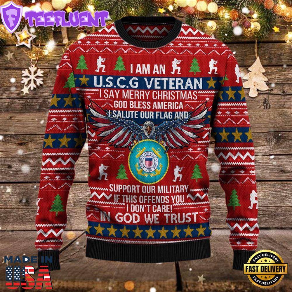 Armed Forces Uscg Coast Guard Military Vva Vietnam Veterans Day Christmas Ugly Sweate