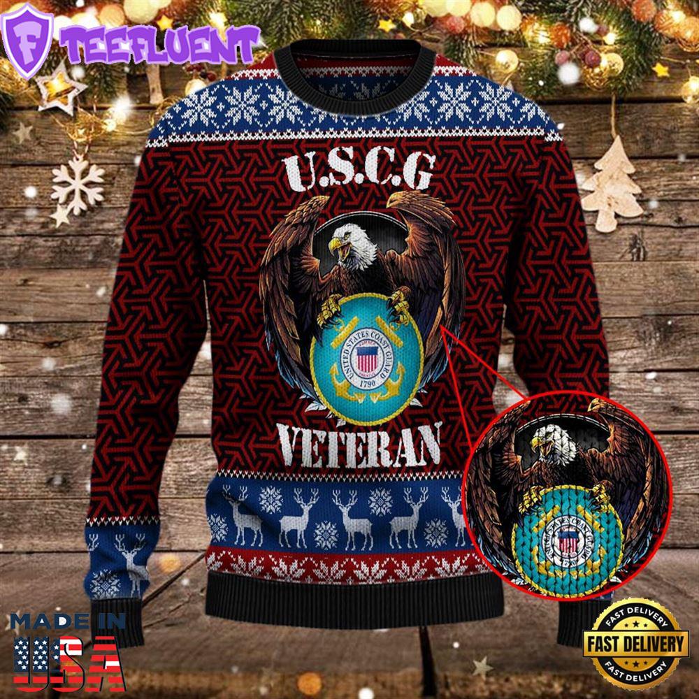 Armed Forces Uscg Coast Guard Military Vva Vietnam Veterans Day Gift For Father Dad Christmas Ugly Xmas Sweater