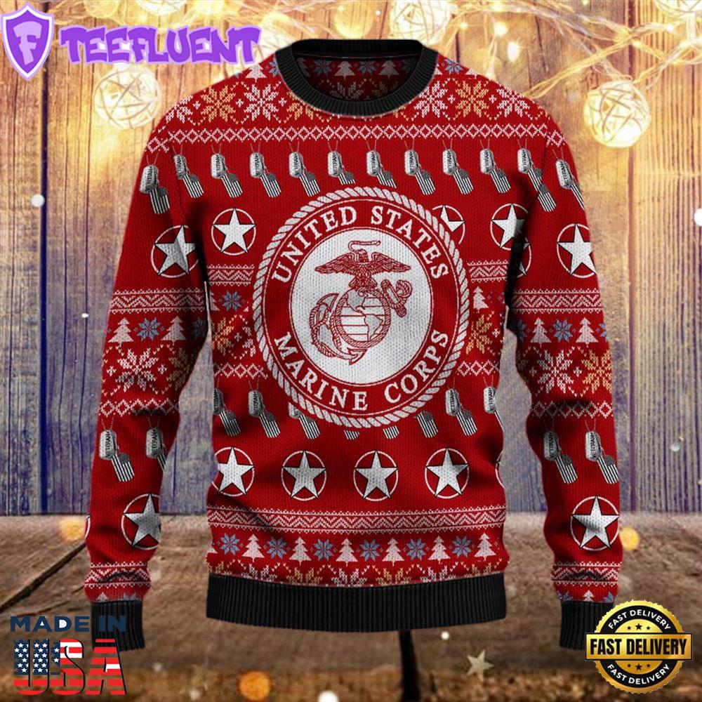 Armed Forces Usmc Marine Military Vva Vietnam Veterans Day Gift For Father Dad Christmas Ugly Sweater