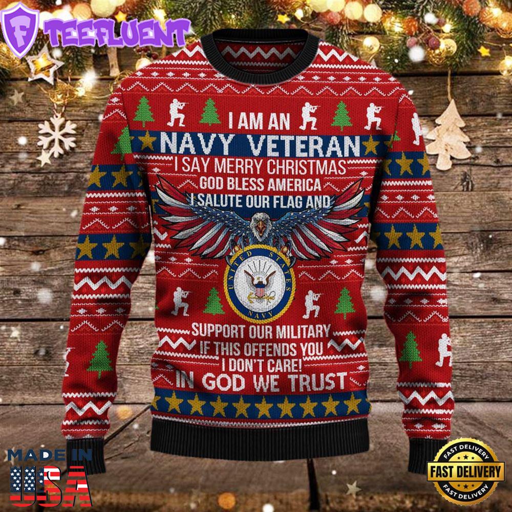 Armed Forces Usn Navy Military Vva Vietnam Veterans Day Christmas Ugly Sweater