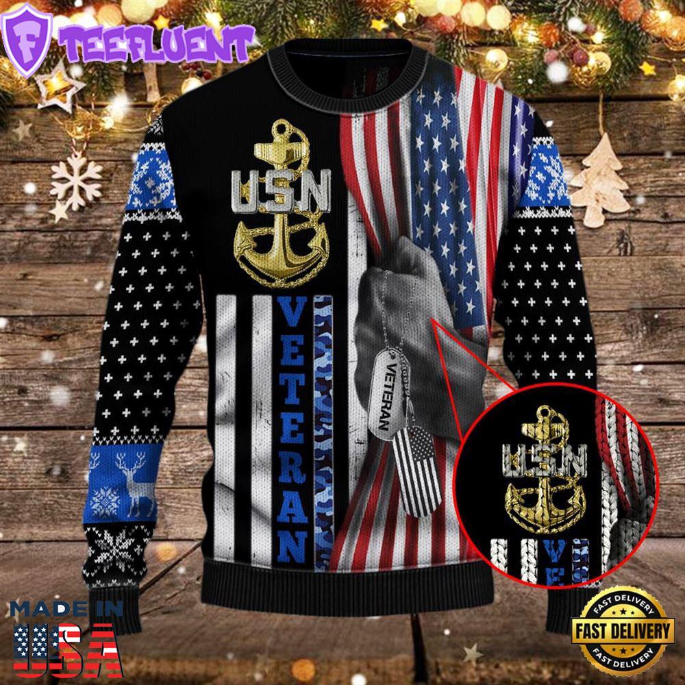 Armed Forces Usn Navy Military Vva Vietnam Veterans Day Christmas Ugly Sweaters