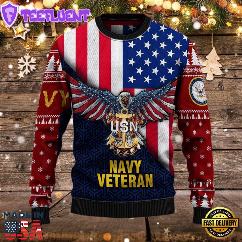 Armed Forces Usn Navy Military Vva Vietnam Veterans Ugly Sweater
